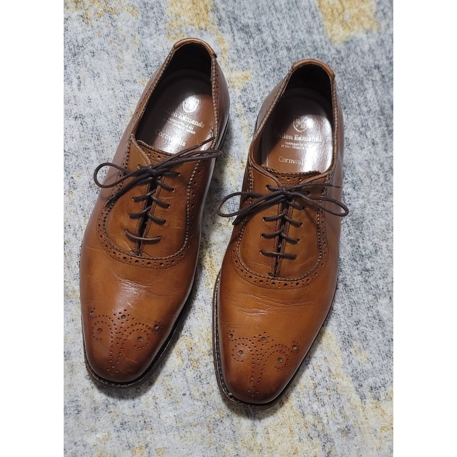 Allen Edmonds Men's Cornwallis Cognac Oxford Dress Shoes Size 8.5 D 1055